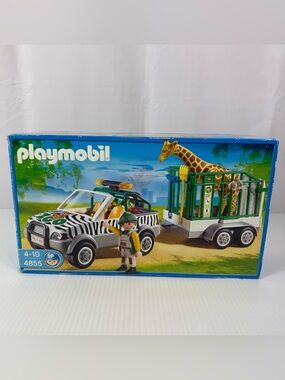 Rare Playmobil 4855 Zoo Car Jeep Trailer Giraffe Geobra 2009 Brand New Sealed